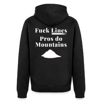 Fuck Lines Pros Do Mountains PARTY WEAR - Veste à capuche bio Premium Unisexe - noir - Dos - Nico (187cm)