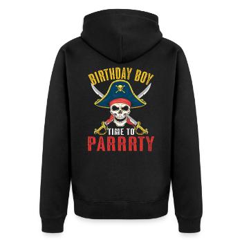 Birthday Boy Pirate Children's Birthday Son Gift - Unisex Premium Organic Zip Hoodie - black - Back - Nico (187cm)
