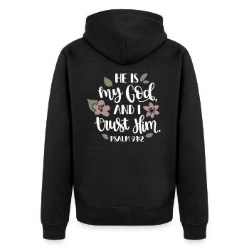 Religion Gott Glaube Kirche Bibel - Unisex Premium Bio Zip Hoodie - Schwarz - Hinten - Nico (187cm)