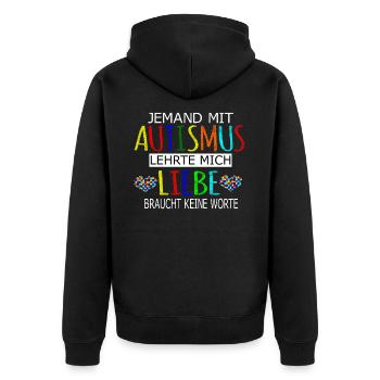 Autismus Autisten Liebe Asperger syndrom - Unisex Premium Bio Zip Hoodie - Schwarz - Hinten - Nico (187cm)