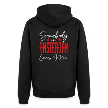 Quelqu'un à Amsterdam Loves Me partenaire néerlandais - Veste à capuche bio Premium Unisexe - noir - Dos - Nico (187cm)