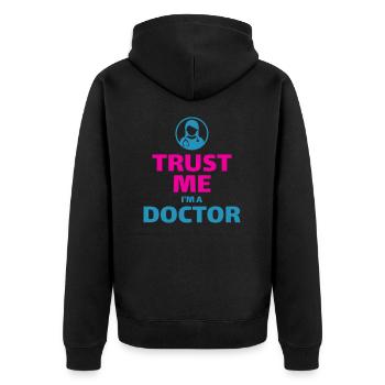Doctor female doctor nurse gift idea - Unisex Premium Organic Zip Hoodie - black - Back - Nico (187cm)