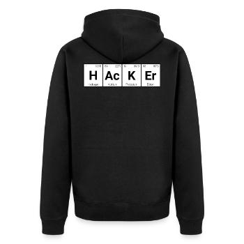 hacker - Unisex Premium Organic Zip Hoodie - black - Back - Nico (187cm)