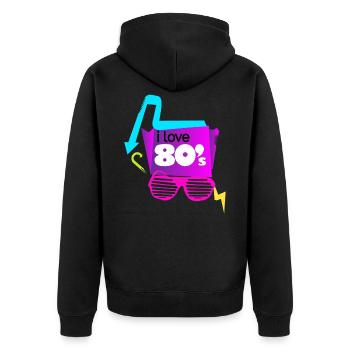 80s 80er Jahre Outfit Retro Party Geschenk - Unisex Premium Bio Zip Hoodie - Schwarz - Hinten - Nico (187cm)