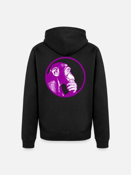 Think after monkey chimpanzee - Unisex Premium Organic Zip Hoodie - black