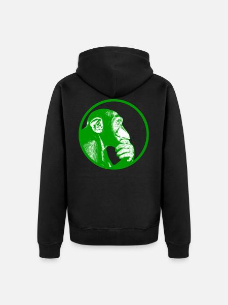 Think after monkey chimpanzee - Unisex Premium Organic Zip Hoodie - black