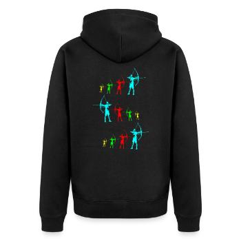 Bogenschütze Bogenschießen Bogenjagd Geschenk - Unisex Premium Bio Zip Hoodie - Schwarz - Hinten - Nico (187cm)
