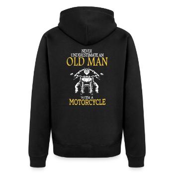 Motorcycle Grandpa Father Biker Underestimate Gift - Unisex Premium Organic Zip Hoodie - black - Back - Nico (187cm)