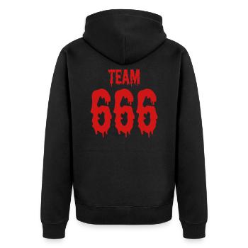 Costume de groupe Halloween Team 666 - Veste à capuche bio Premium Unisexe - noir - Dos - Nico (187cm)