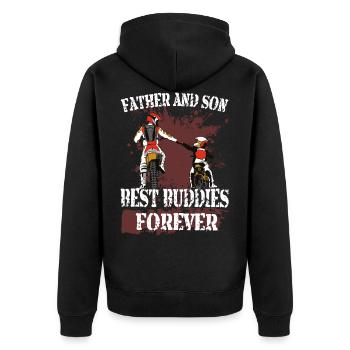 Motocross, Vater und Sohn - Unisex Premium Bio Zip Hoodie - Schwarz - Hinten - Nico (187cm)