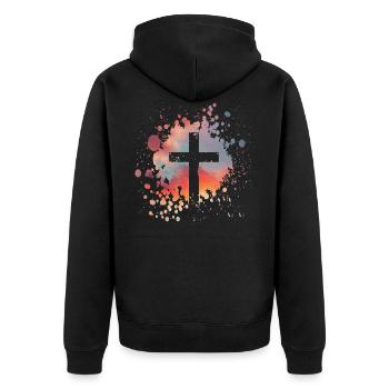 Croix chrétienne avec fond de ciel - Veste à capuche bio Premium Unisexe - noir - Dos - Nico (187cm)