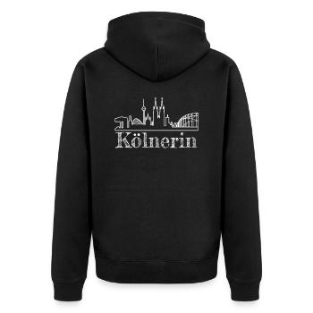 Koeln Koelnerin am Rhein in NRW - Unisex Premium Bio Zip Hoodie - Schwarz - Hinten - Nico (187cm)