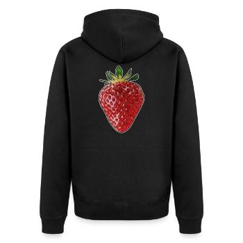 erdbeere - Unisex Premium Bio Zip Hoodie - Schwarz - Hinten - Nico (187cm)