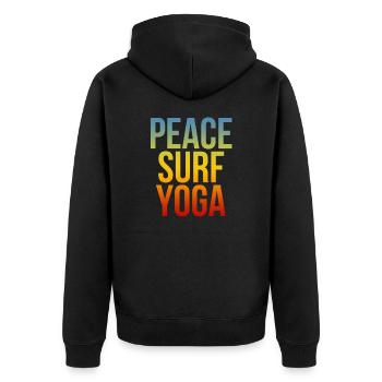 Peace Surf Yoga - Unisex Premium Bio Zip Hoodie - Schwarz - Hinten - Nico (187cm)