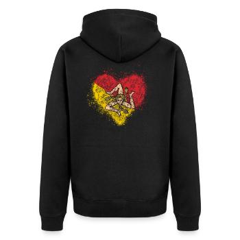 Herz Sizilien Flagge Vintage - Unisex Premium Bio Zip Hoodie - Schwarz - Hinten - Nico (187cm)