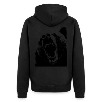bear baer wuetend natur Grizzley Bären Wütend - Unisex Premium Bio Zip Hoodie - Schwarz - Hinten - Nico (187cm)