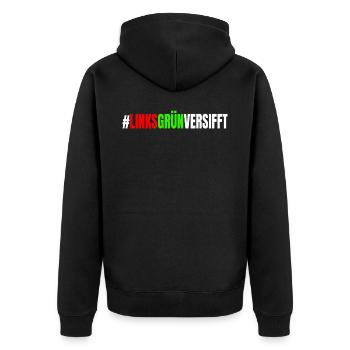 Hashtag Linksgrün Versifft Anti Rassismus Demo - Unisex Premium Bio Zip Hoodie - Schwarz - Hinten - Nico (187cm)