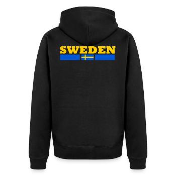Schweden Flagge - Unisex Premium Bio Zip Hoodie - Schwarz - Hinten - Nico (187cm)