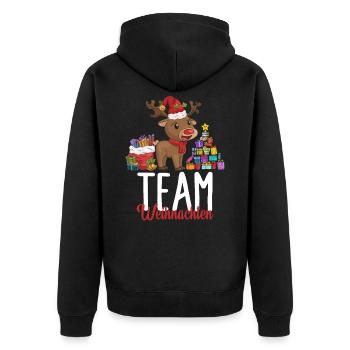Team Weihnachten Rentier Weihnachtsmarkt Geschenke - Unisex Premium Bio Zip Hoodie - Schwarz - Hinten - Nico (187cm)