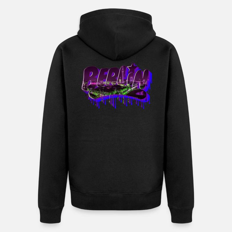 Lettrage de graffiti de Berlin - Veste à capuche bio Premium Unisexe - noir