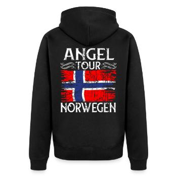 Angel Tour Norvège Pêcher - Veste à capuche bio Premium Unisexe - noir - Dos - Nico (187cm)