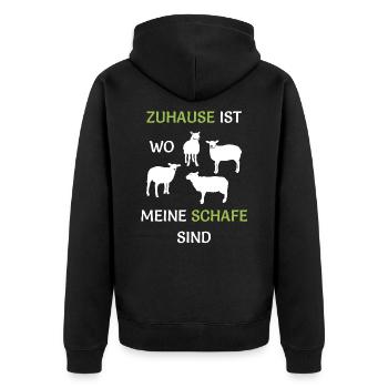 Zuhause ist wo meine Schafe sind Bauern Schäferei - Unisex Premium Bio Zip Hoodie - Schwarz - Hinten - Nico (187cm)