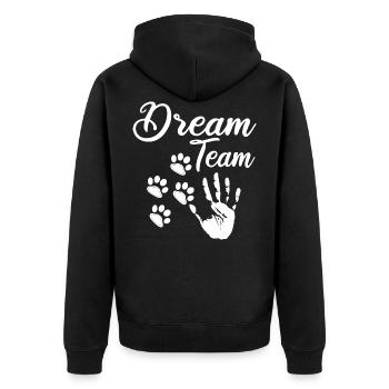 Hund Hunde Hundliebhaber Hundebesitzer Gassi - Unisex Premium Bio Zip Hoodie - Schwarz - Hinten - Nico (187cm)