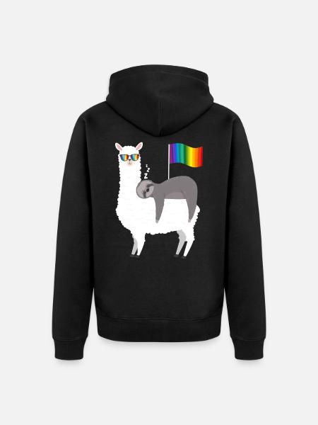 Lama Gay Pride - Uniseks Premium bio ziphoodie - zwart