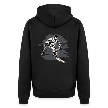 skier - Unisex Premium Organic Zip Hoodie - black - Back - Nico (187cm)