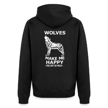Wolf - Unisex Premium Bio Zip Hoodie - Schwarz - Hinten - Nico (187cm)