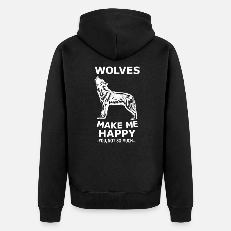 Wolf - Unisex Premium Bio Zip Hoodie - Schwarz