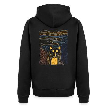 Le chat de la peinture de chat parodie - Veste à capuche bio Premium Unisexe - noir - Dos - Nico (187cm)