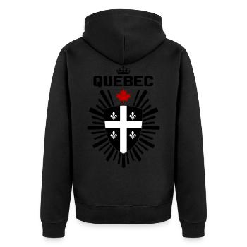 Quebec - Unisex Premium Bio Zip Hoodie - Schwarz - Hinten - Nico (187cm)