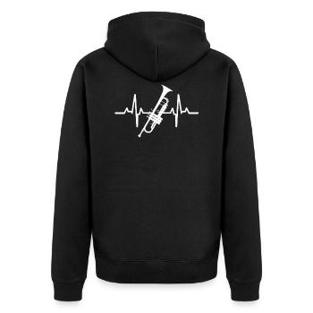 Heartbeat trumpet - Unisex Premium Organic Zip Hoodie - black - Back - Nico (187cm)