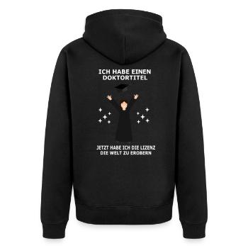 Doktortitel - Unisex Premium Bio Zip Hoodie - Schwarz - Hinten - Nico (187cm)