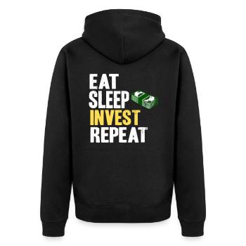 stock market - Unisex Premium Organic Zip Hoodie - black - Back - Nico (187cm)