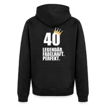 40. Geburtstag Geschenk - Unisex Premium Bio Zip Hoodie - Schwarz - Hinten - Nico (187cm)