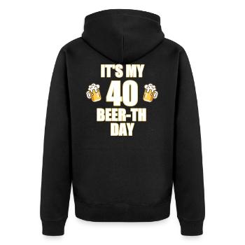 40. Geburtstag Geschenk - Unisex Premium Bio Zip Hoodie - Schwarz - Hinten - Nico (187cm)