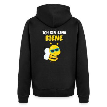 Biene - Unisex Premium Bio Zip Hoodie - Schwarz - Hinten - Nico (187cm)