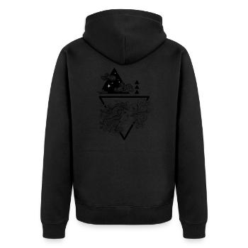 Shirt Kunst - Unisex Premium Bio Zip Hoodie - Schwarz - Hinten - Nico (187cm)