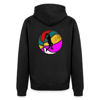 Cadeau de basket-ball vintage rétro des années 60 des années 70 - Veste à capuche bio Premium Unisexe - noir - Dos - Nico (187cm)