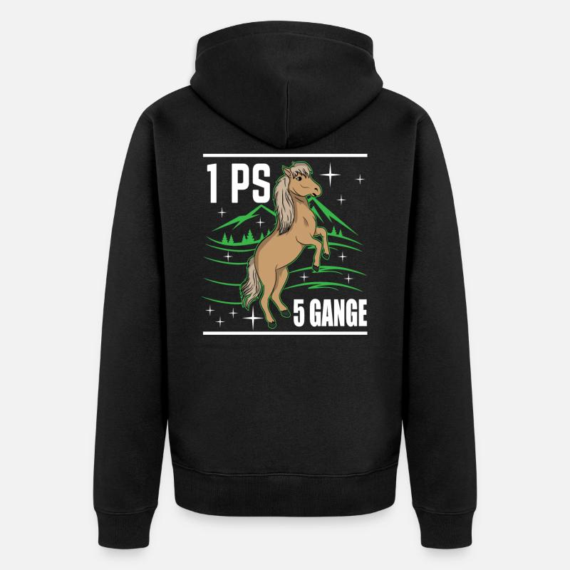 Islandpferd - Unisex Premium Bio Zip Hoodie - Schwarz