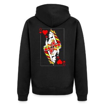 Herz Dame Spielkarte - Unisex Premium Bio Zip Hoodie - Schwarz - Hinten - Nico (187cm)