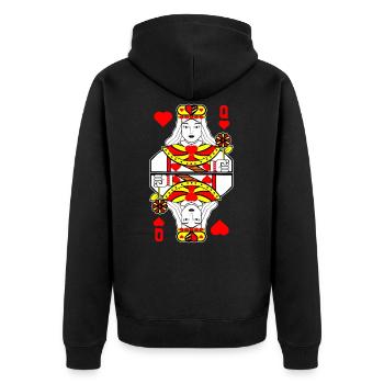 Herz Dame Spielkarte - Unisex Premium Bio Zip Hoodie - Schwarz - Hinten - Nico (187cm)