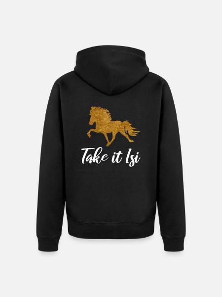Islandpferd - Unisex Premium Bio Zip Hoodie - Schwarz