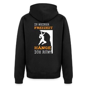 Klettern bouldern Kletterer Lustiger Spruch - Unisex Premium Bio Zip Hoodie - Schwarz - Hinten - Nico (187cm)