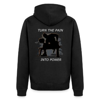 Bodybuilding Fitness Krafttraining Muskelaufbau - Unisex Premium Bio Zip Hoodie - Schwarz - Hinten - Nico (187cm)