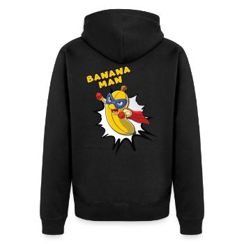 Banana Man - Superhero - Unisex Premium Organic Zip Hoodie - black - Back - Nico (187cm)