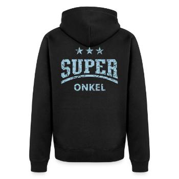 Super Onkel Vintage (Superonkel / Familie) - Unisex Premium Bio Zip Hoodie - Schwarz - Hinten - Nico (187cm)