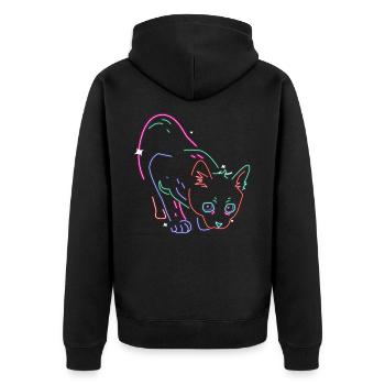 Néon chat - Veste à capuche bio Premium Unisexe - noir - Dos - Nico (187cm)